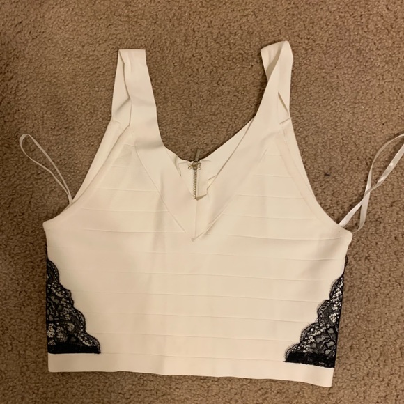 Tops - Bebe bandage and lace crop top